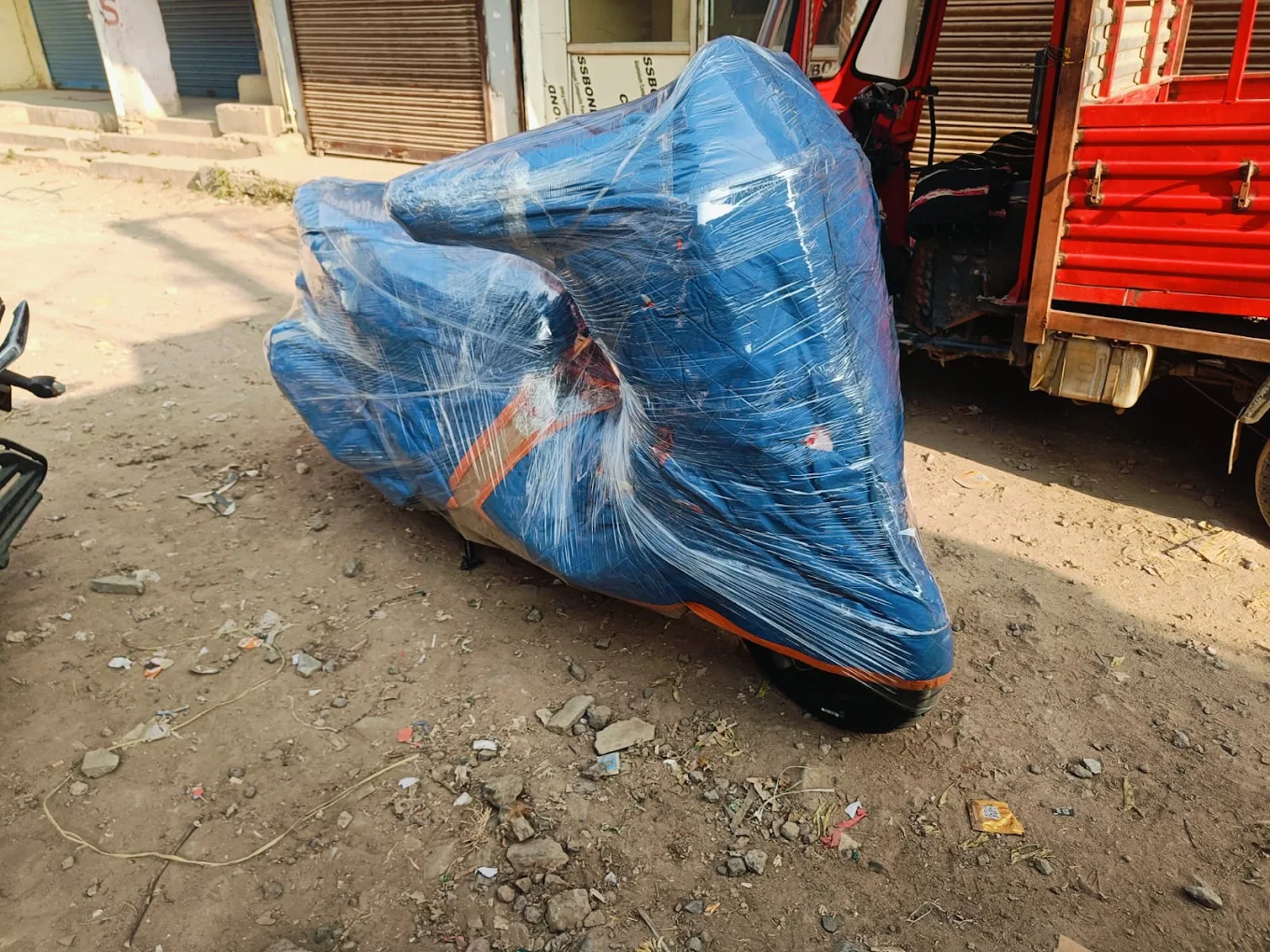 Bike securely packed by MTC Logistic Packers & Movers for vehicle transport